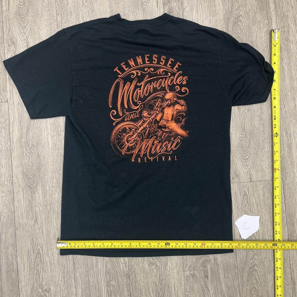 Tennessee Motorcycles Music Revival tee orange accents Med